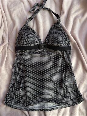 Speedo Black and White Halter Tankini Top